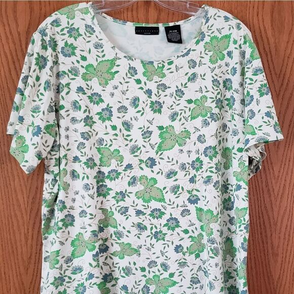 Apostrophe Ladies  Blue/Green Floral Top Sz 20/22W - Picture 1 of 3